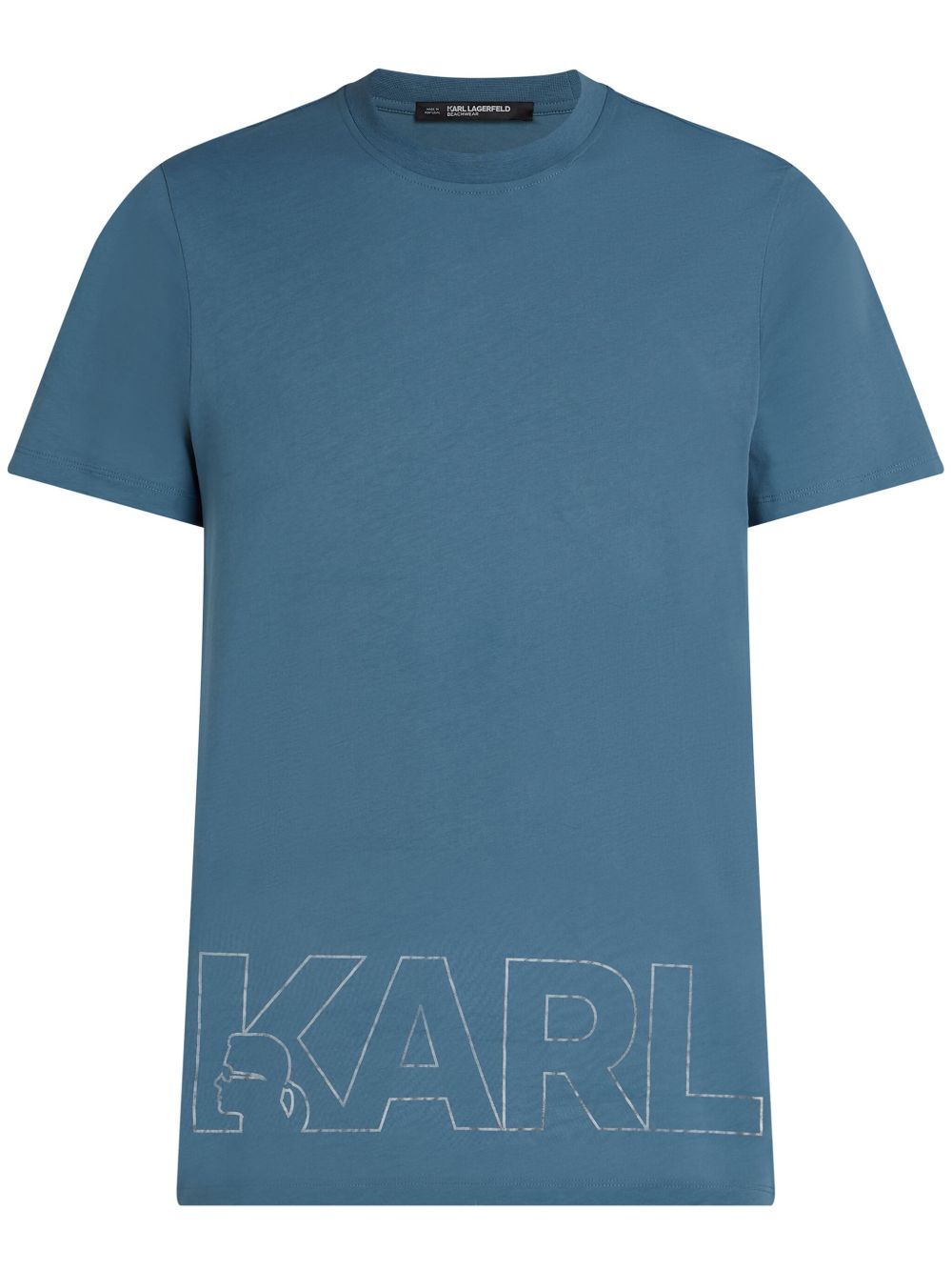 Karl Lagerfeld 金属感logo印花T恤 - 蓝色