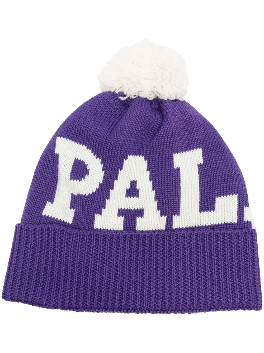 Palm Angels logo针织绒球套头帽 - 紫色