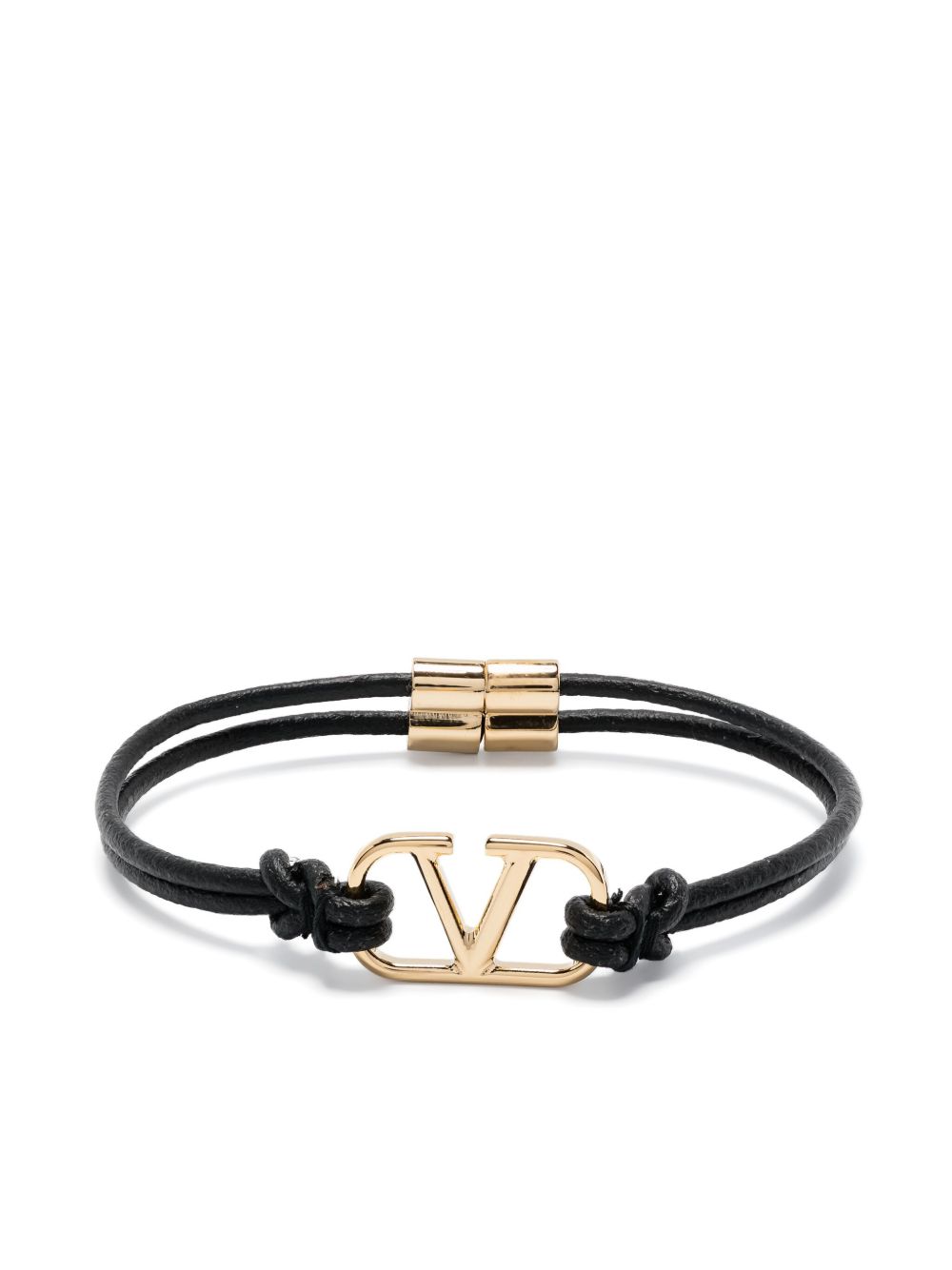 Valentino Garavani VLogo Signature 皮质手环 - 黑色