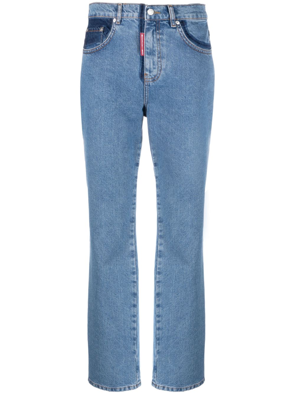 MOSCHINO JEANS 双色直筒牛仔裤 - 蓝色
