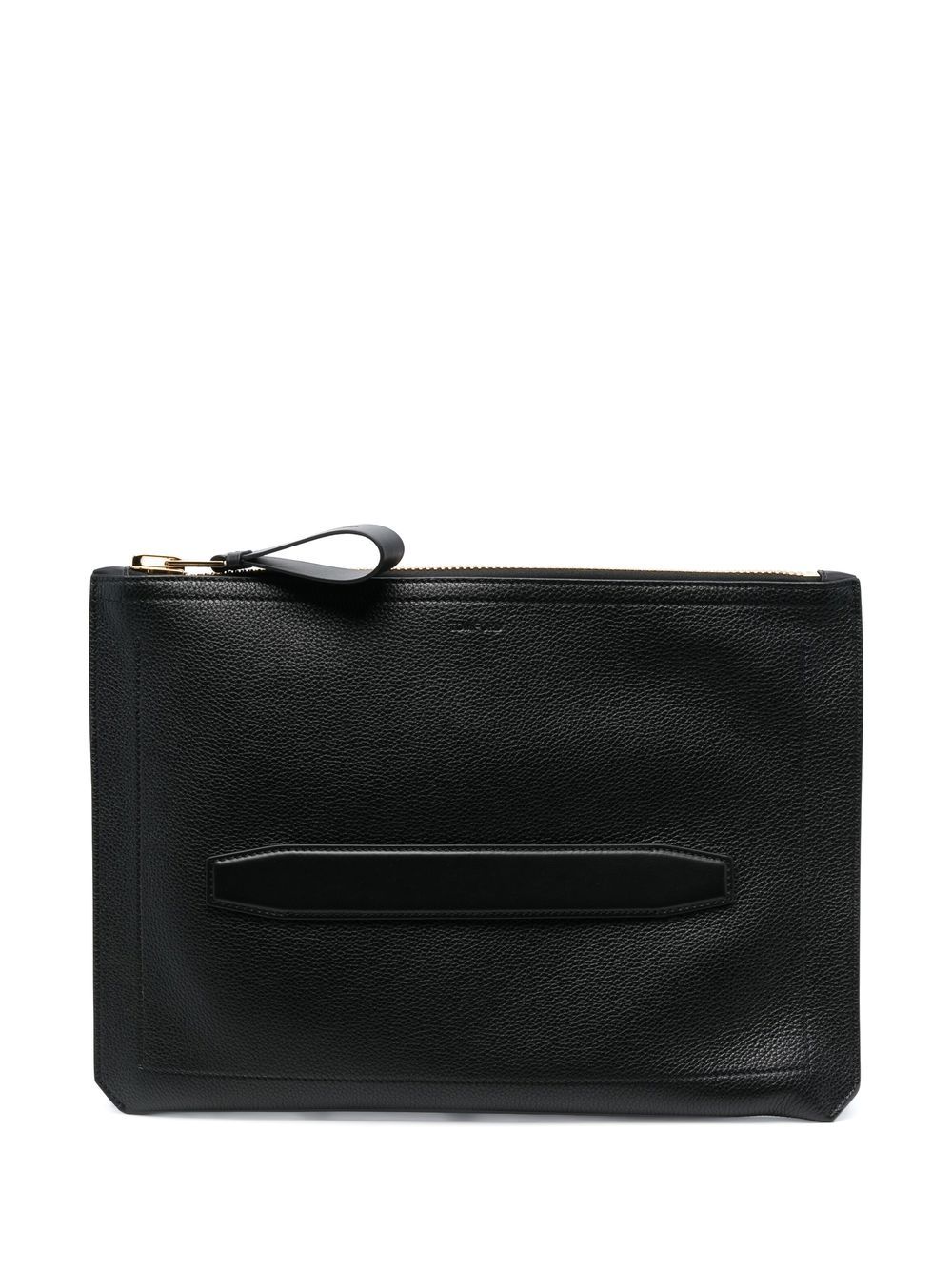 TOM FORD 凹面压花logo皮质电脑包 - 黑色