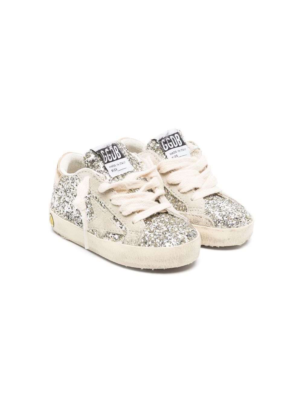 Golden Goose Kids Super-Star 金葱亮片细节低帮板鞋 - 银色