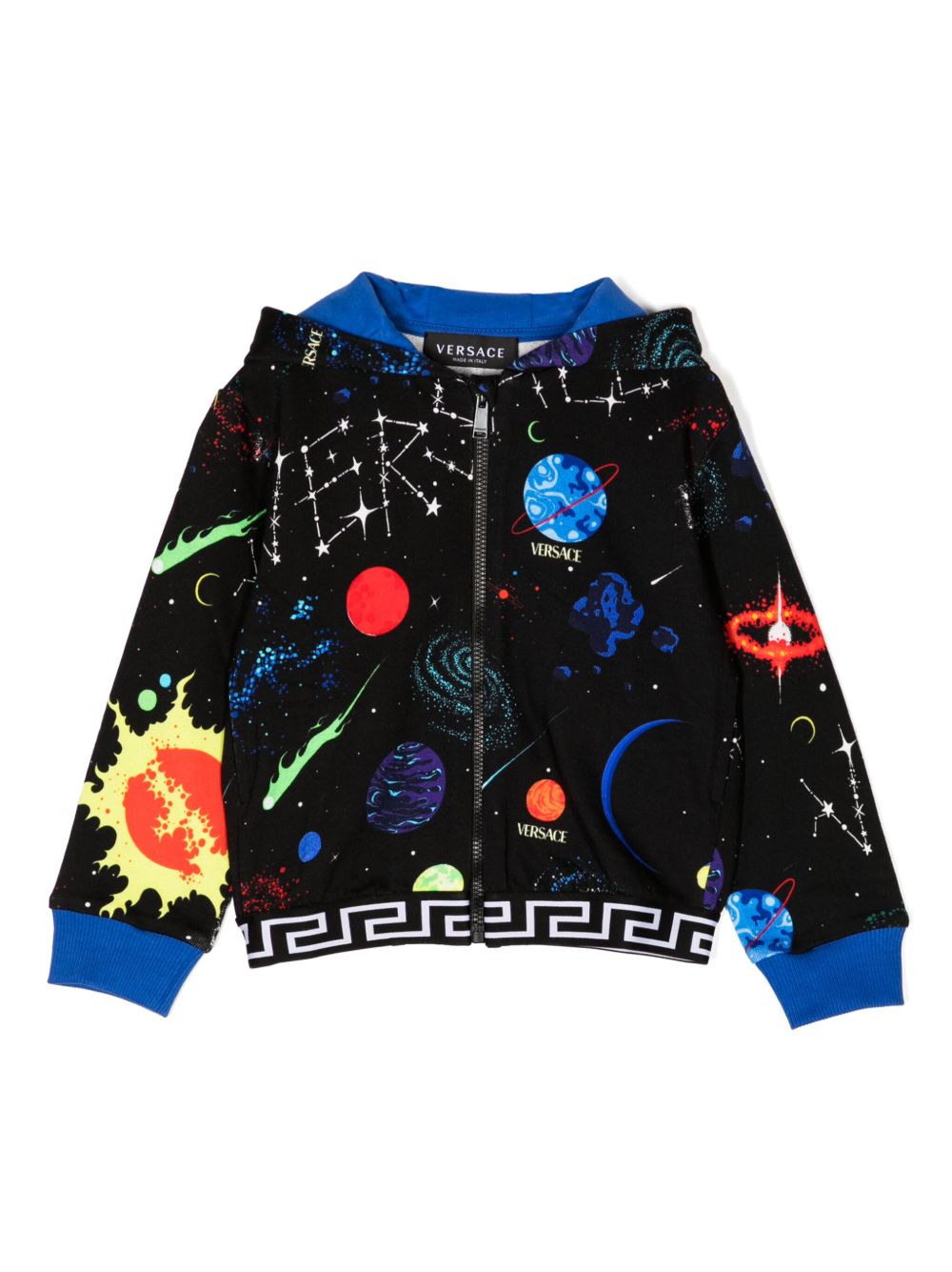 Versace Kids Galaxy 拉链连帽衫 - 黑色