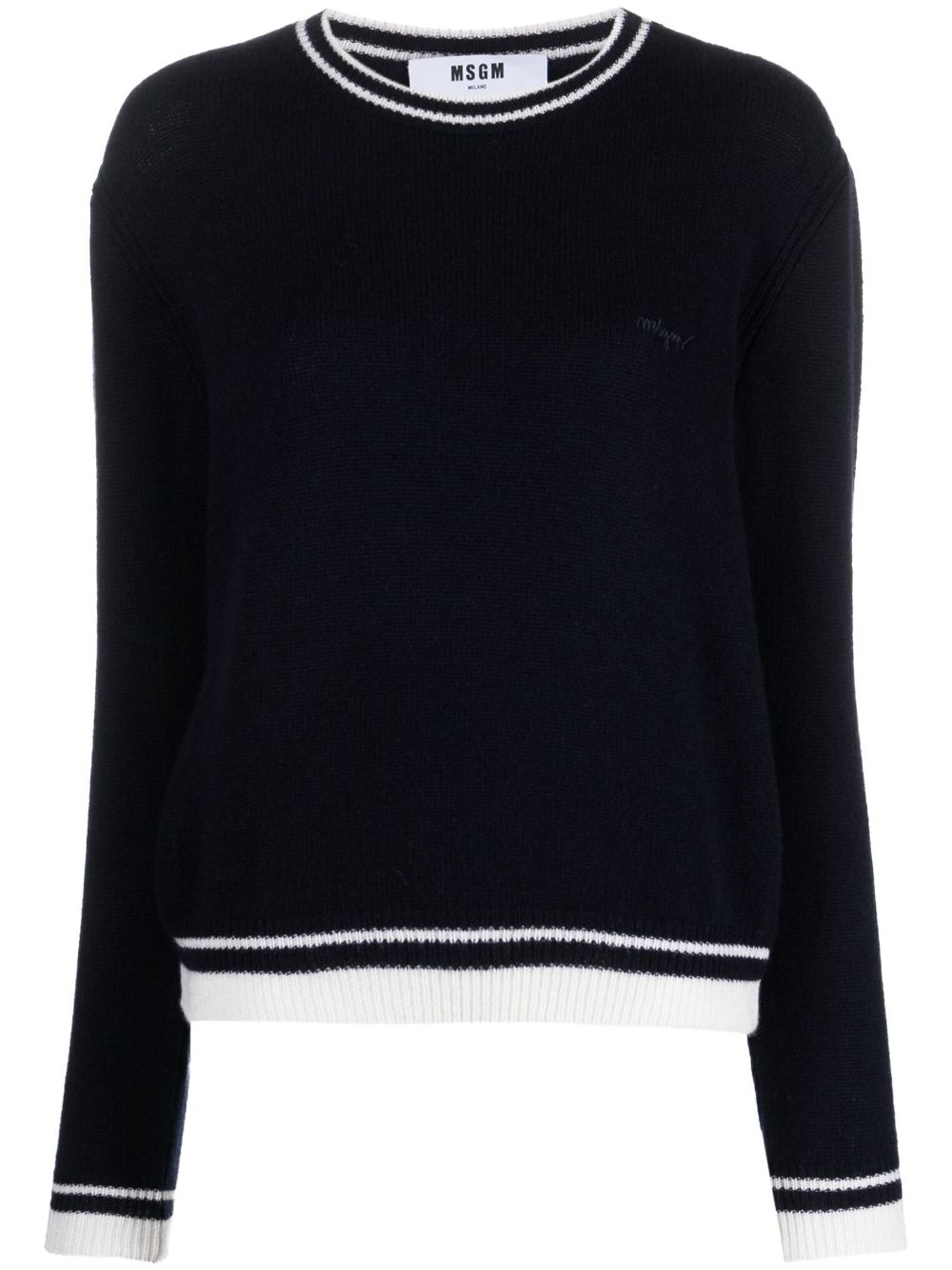 MSGM 条纹圆领毛衣 - 蓝色