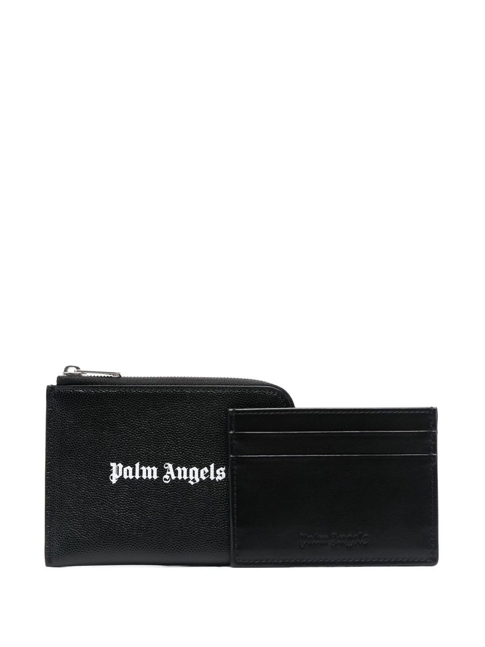 Palm Angels logo印花拉链开合钱包 - 黑色