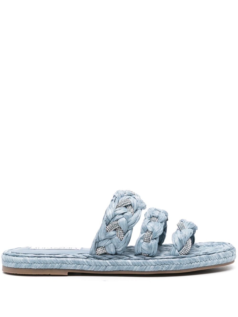 Aquazzura Costiera 平底草编鞋 - 蓝色