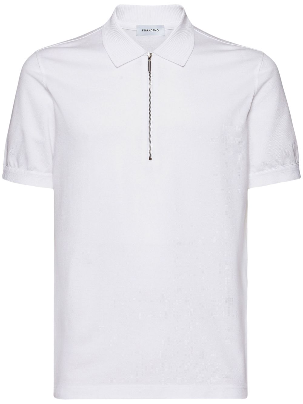 Ferragamo 拉链领棉polo衫 - 白色