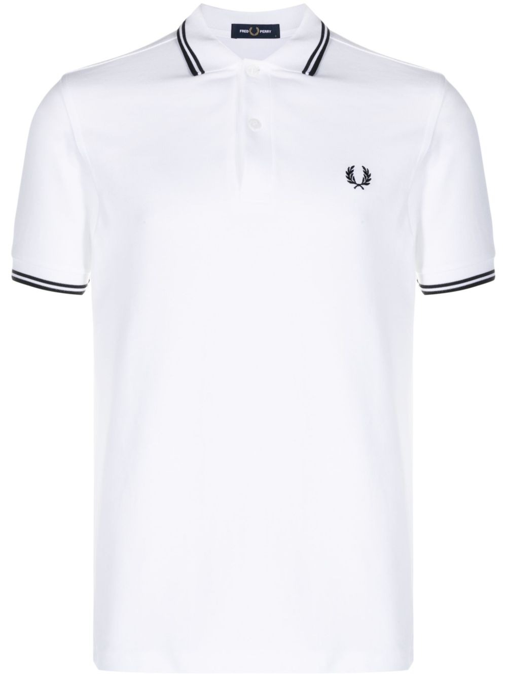 Fred Perry logo刺绣棉polo衫 - 白色