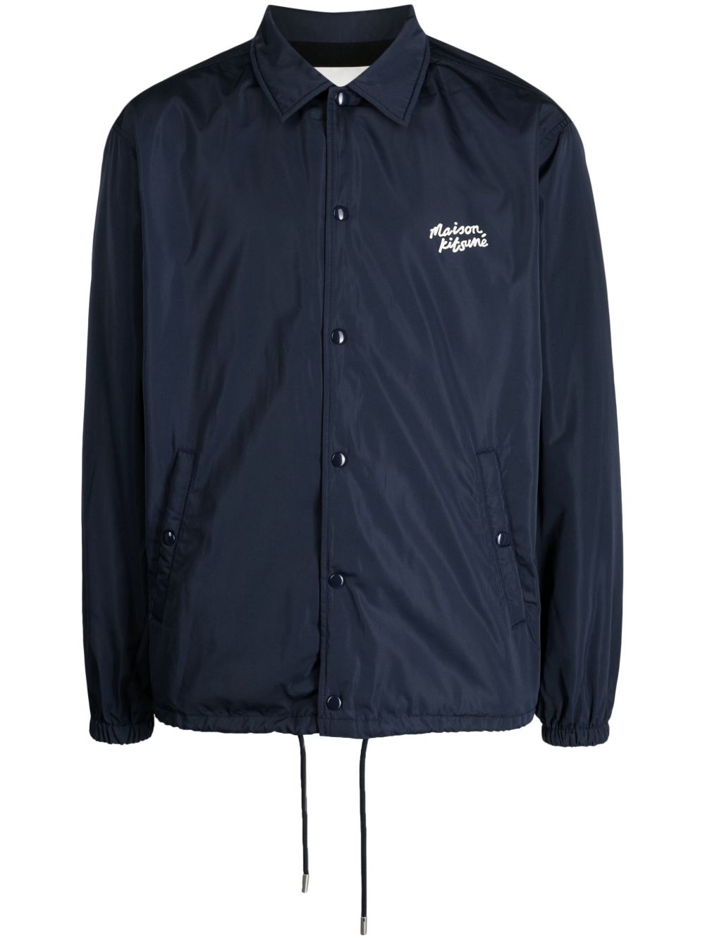 Maison Kitsuné logo刺绣抽绳衬衫式夹克 - 蓝色