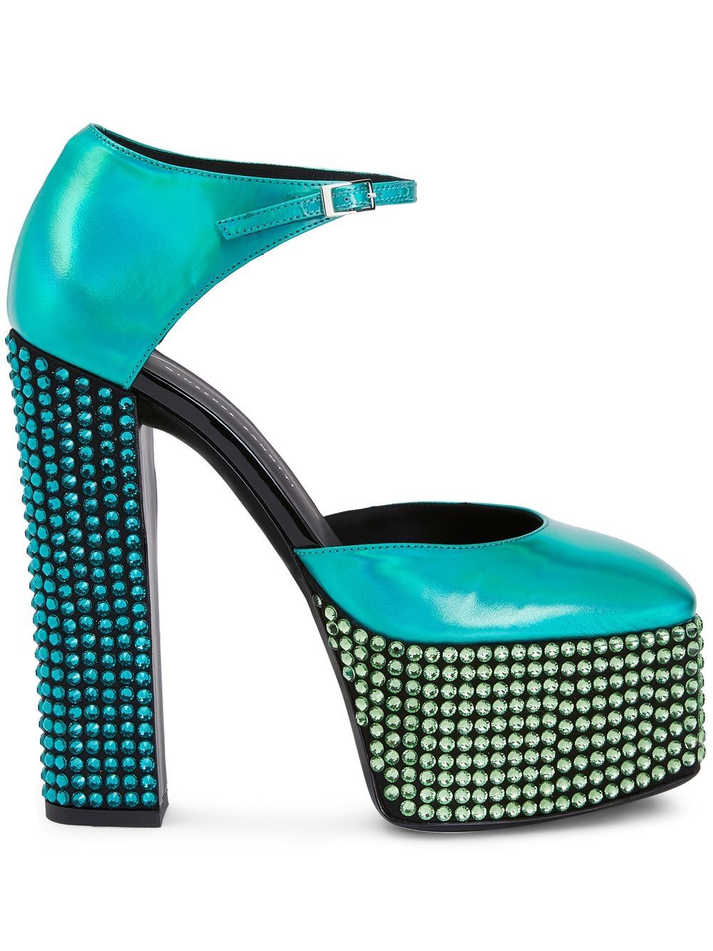 Giuseppe Zanotti Bebe Strass 水台式高跟鞋 - 绿色