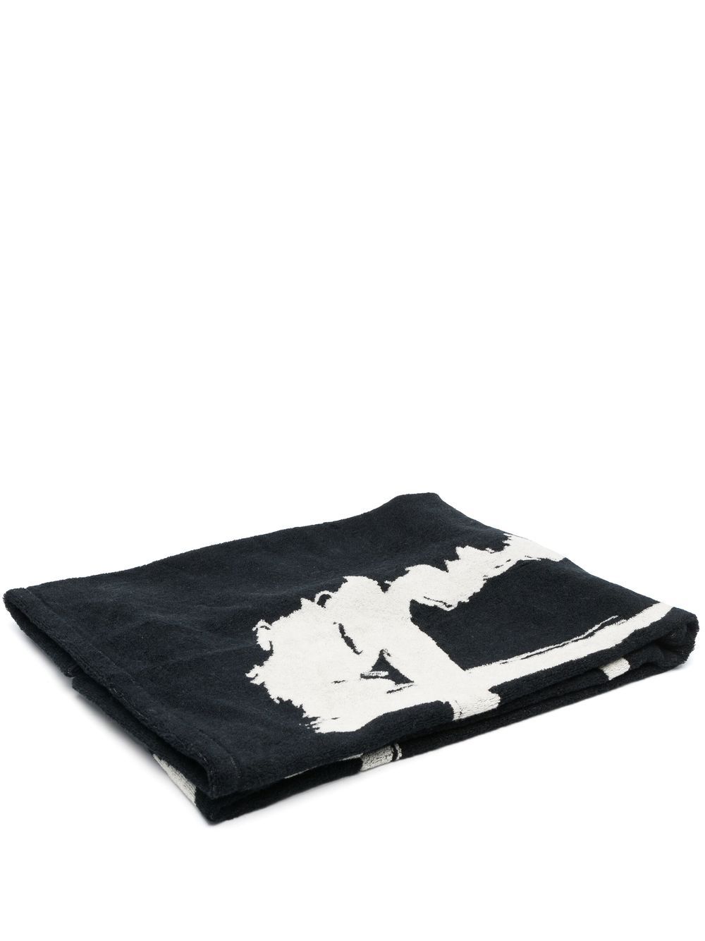 Yohji Yamamoto logo印花毛巾 - 黑色