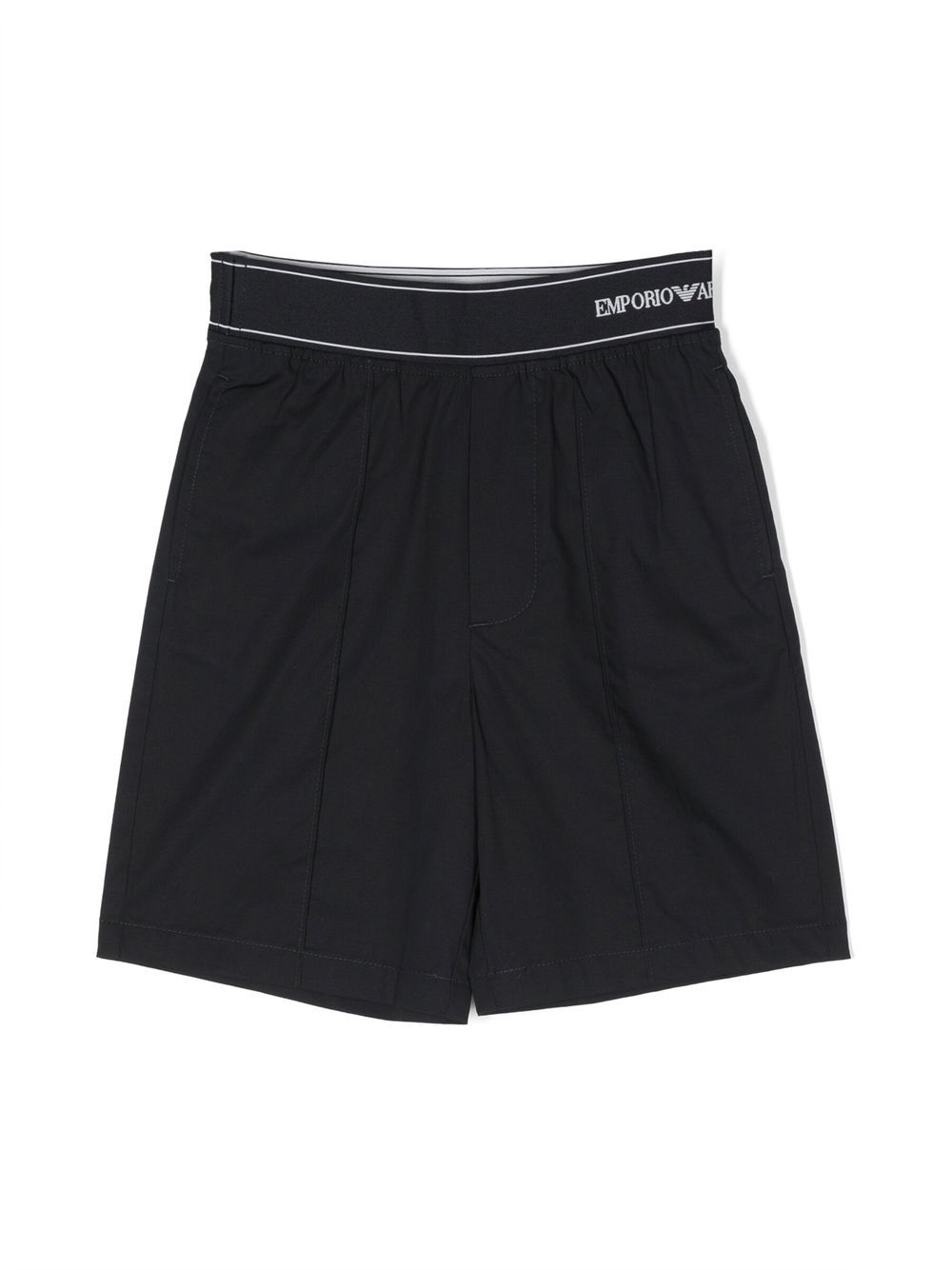 Emporio Armani Kids logo裤腰百慕大短裤 - 蓝色