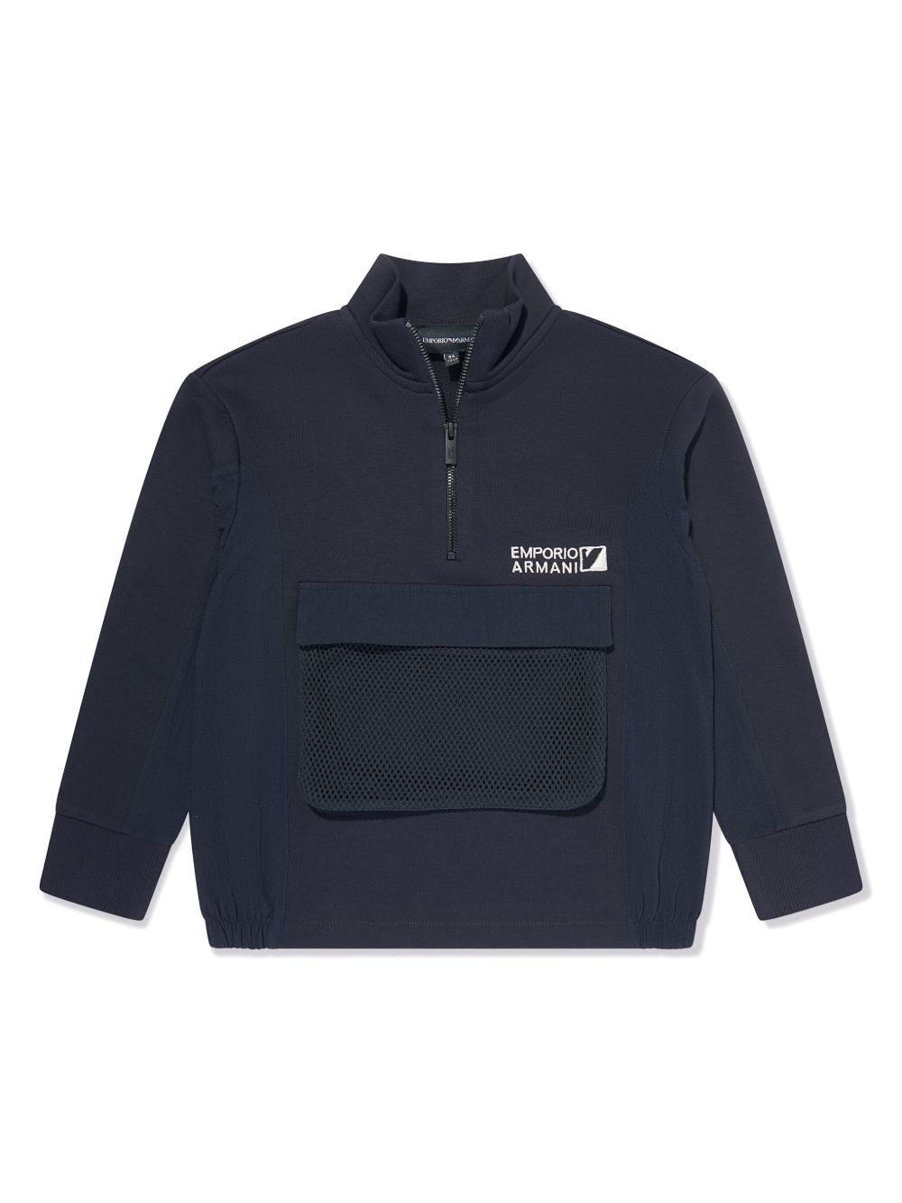 Emporio Armani Kids logo刺绣拉链领卫衣 - 蓝色