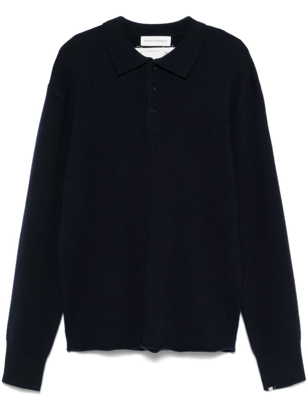extreme cashmere 装饰缝线polo领毛衣 - 蓝色