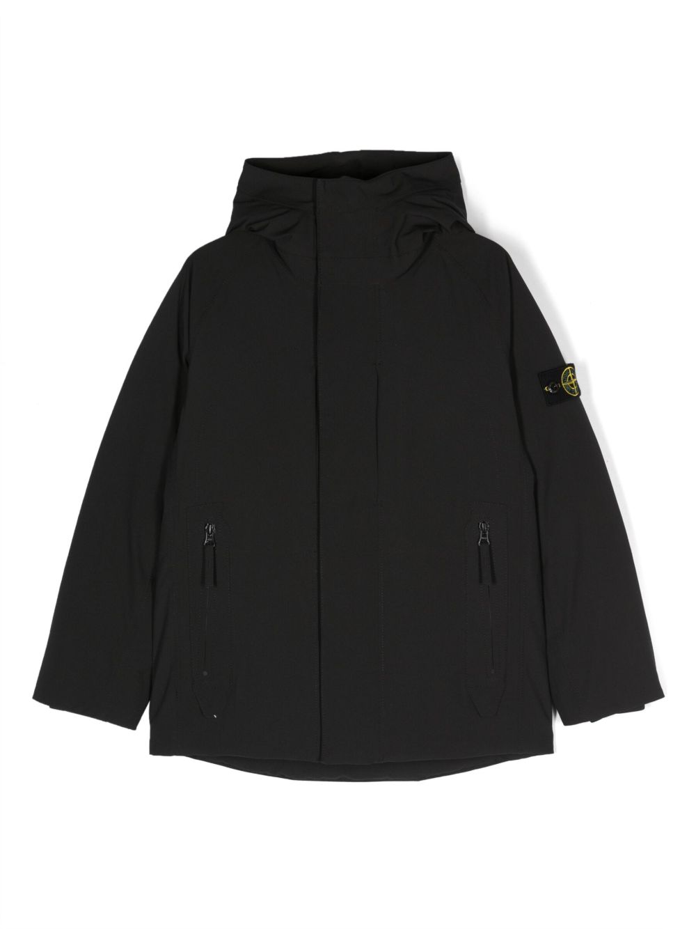 Stone Island Junior 罗盘图案羽绒外套 - 黑色