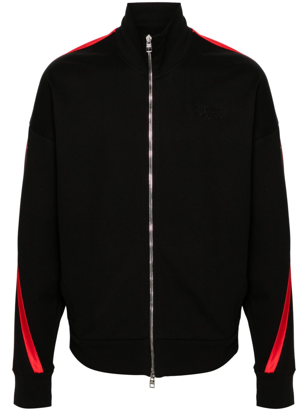 Alexander McQueen 条纹拉链夹克 - 黑色