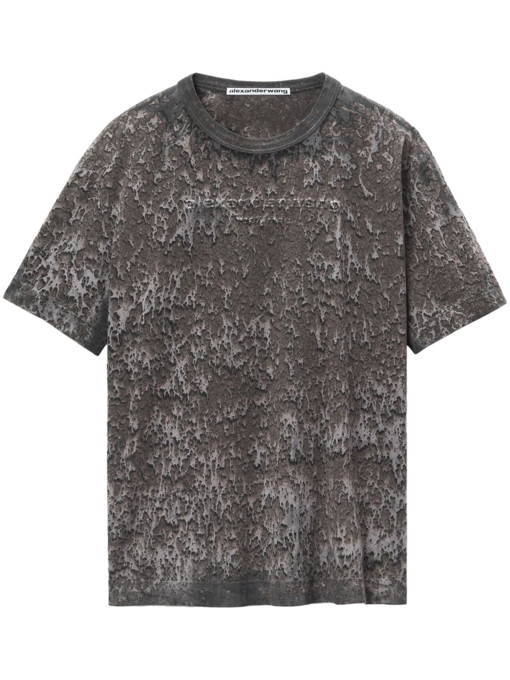 Alexander Wang logo压纹泼漆效果T恤 - 灰色