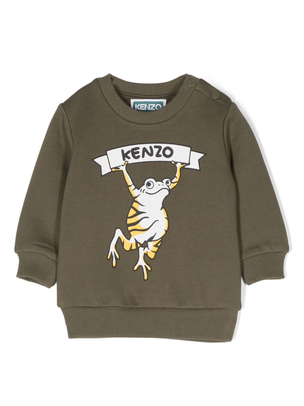 Kenzo Kids logo印花棉卫衣 - 绿色
