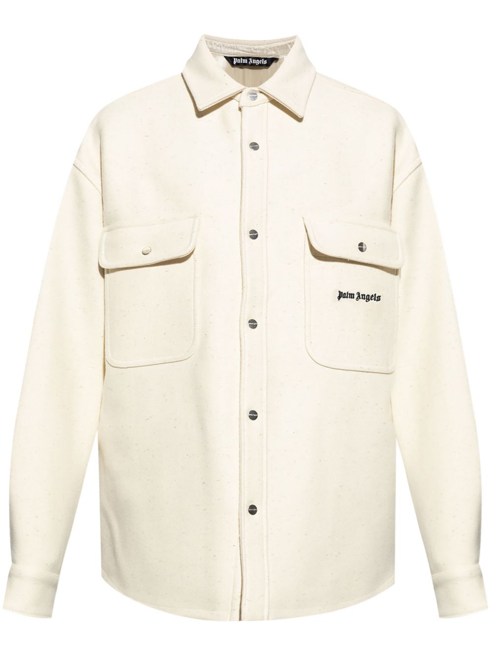 Palm Angels logo刺绣衬衫式夹克 - 白色