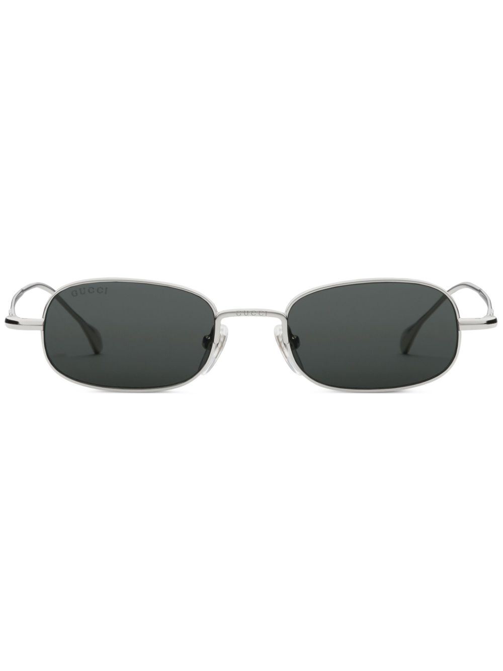 Gucci Eyewear logo雕刻长方形镜框太阳眼镜 - 银色