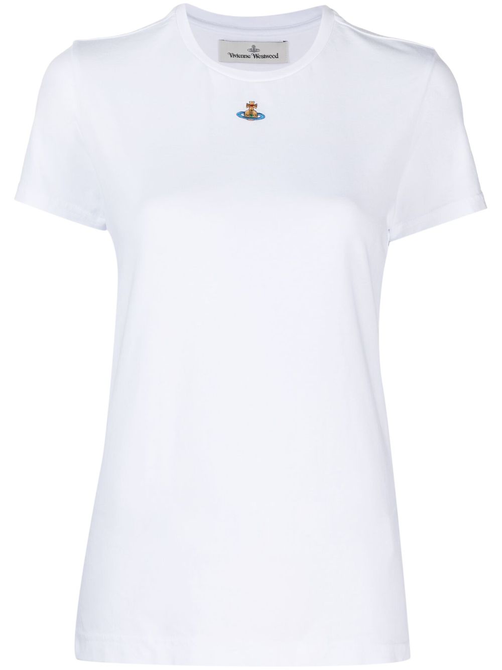 Vivienne Westwood 土星logo刺绣棉T恤 - 白色