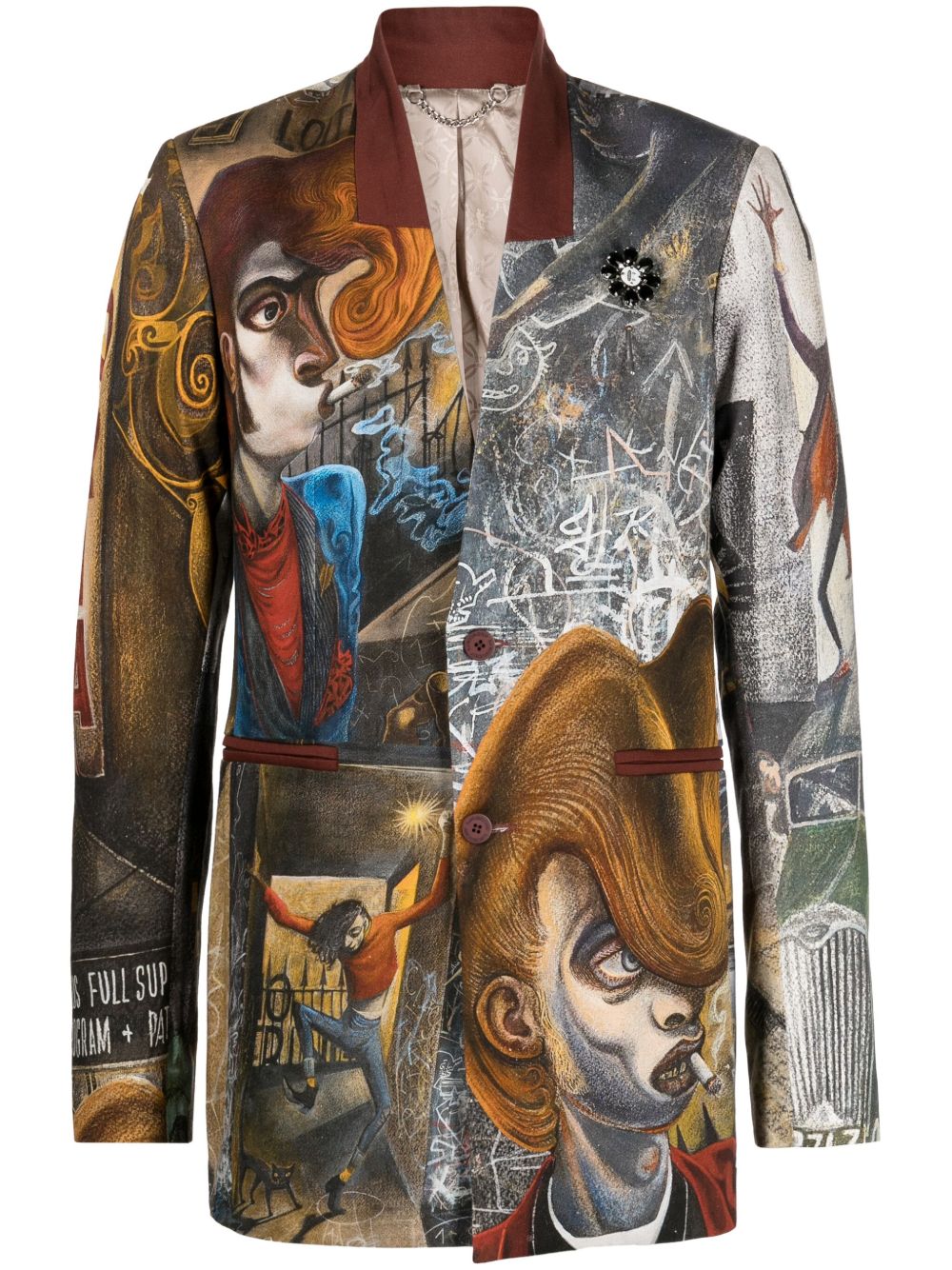 Charles Jeffrey Loverboy Dead End 图案印花单排扣西装夹克 - 彩色