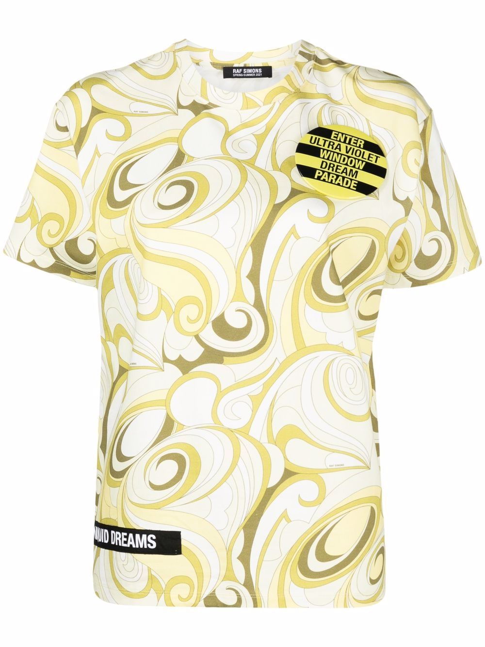 Raf Simons 抽象印花T恤 - 黄色