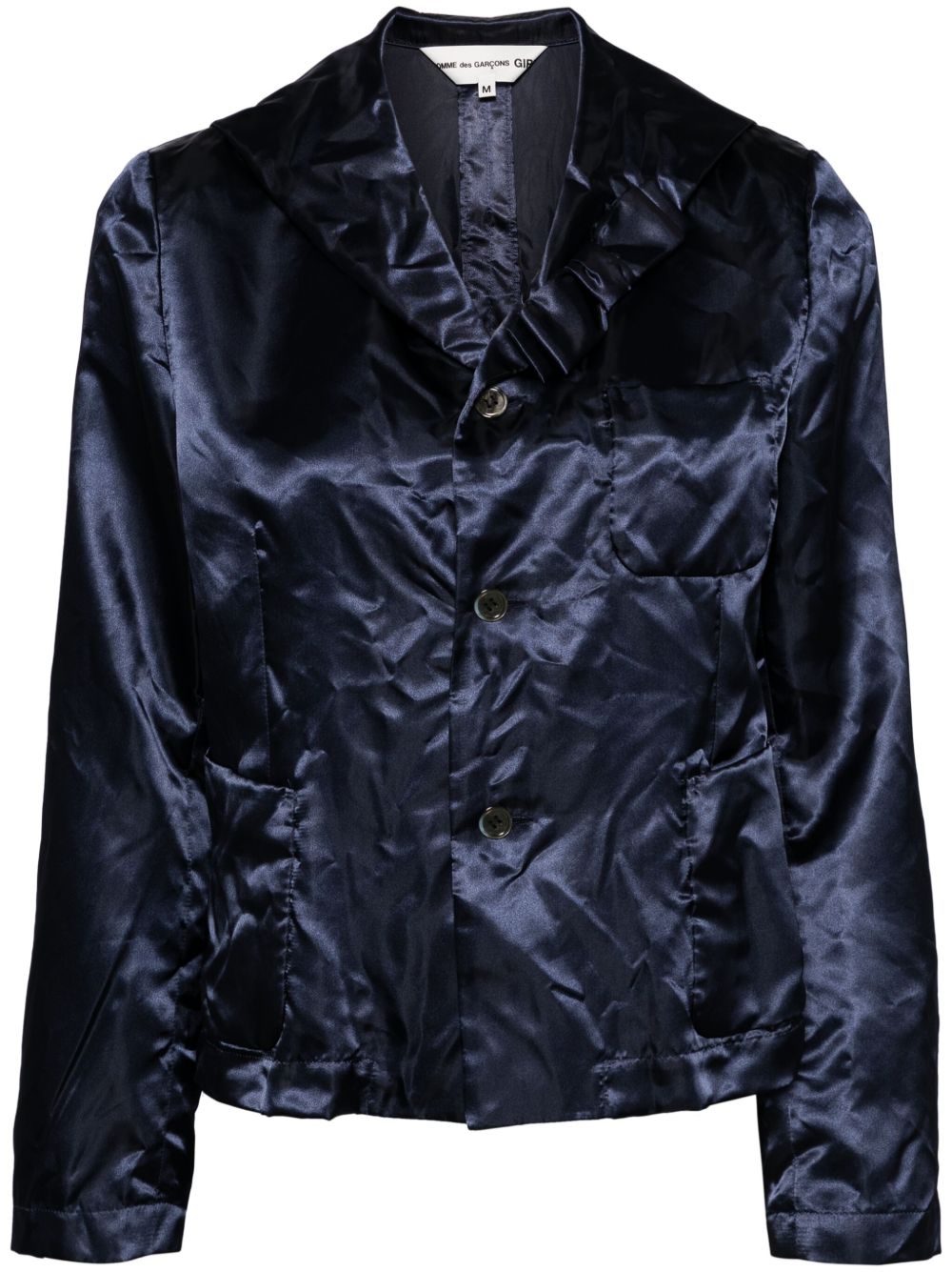 Comme Des Garçons Girl 皱褶感缎面西装夹克 - 蓝色