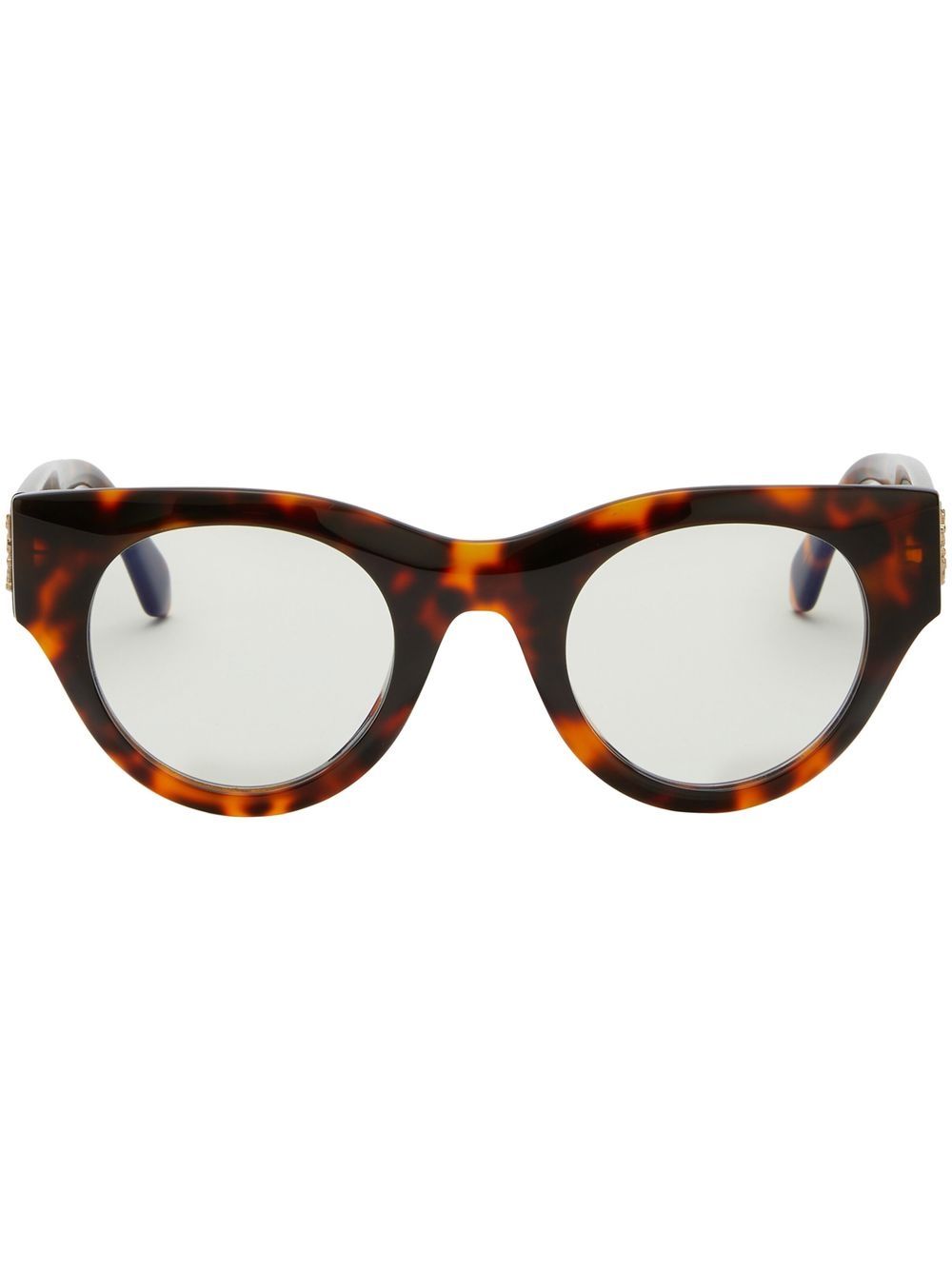 Off-White Eyewear 玳瑁纹圆框眼镜 - 蓝色
