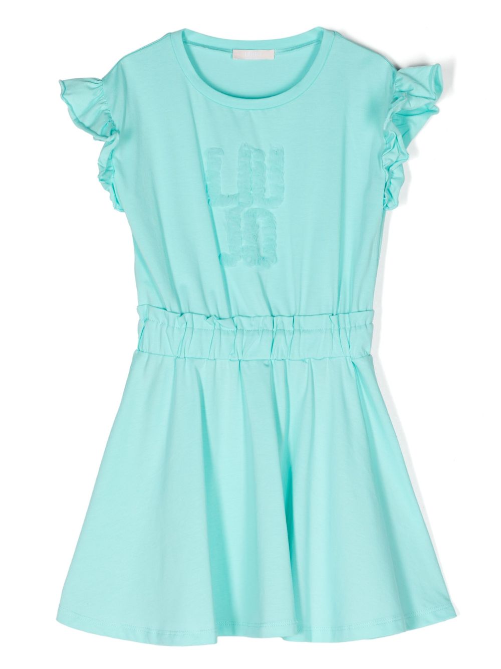 Liu Jo Kids logo贴花平纹针织连衣裙 - 蓝色