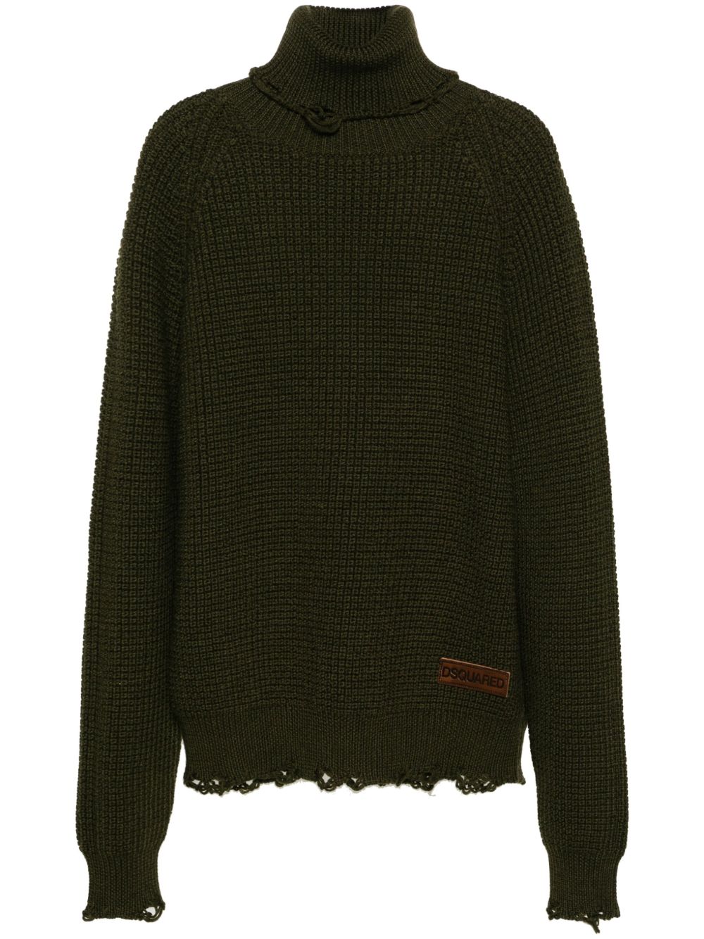 DSQUARED2 高领羊毛毛衣 - 绿色
