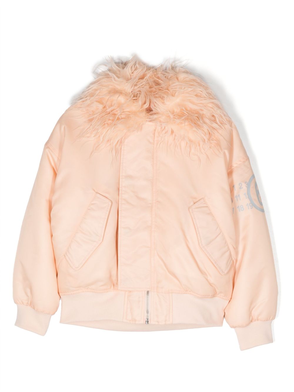 MM6 Maison Margiela Kids logo印花蓬松夹克 - 粉色