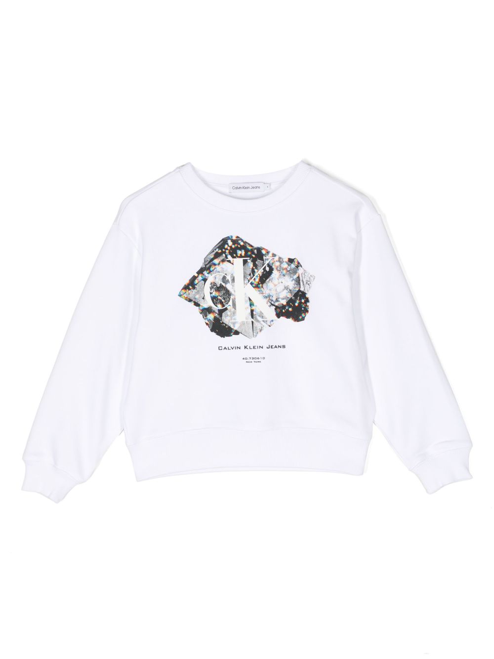 Calvin Klein Kids 晶饰图案印花卫衣 - 白色