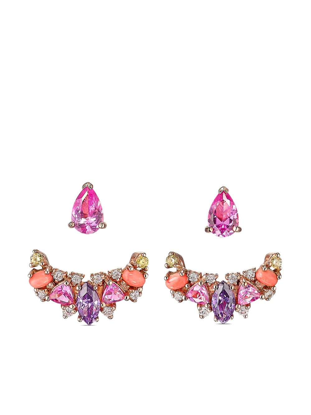 Anabela Chan 18K黄金 Twinkle Ear-Jacket 耳环 - 粉色