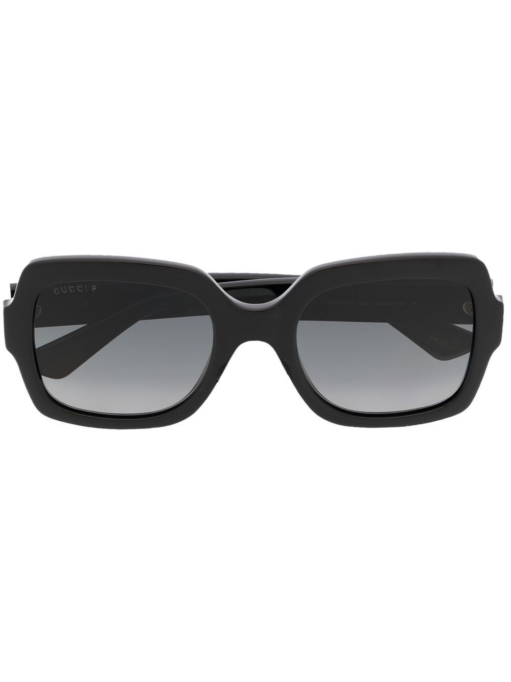 Gucci Eyewear logo标牌方框太阳眼镜 - 黑色