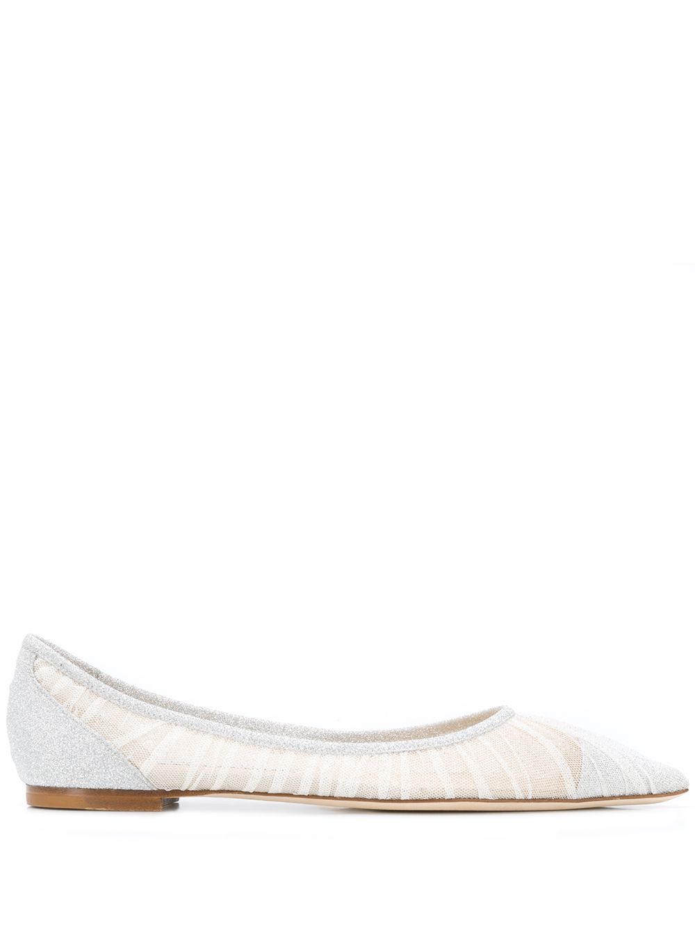 Jimmy Choo Love 网纱平底鞋 - 白色