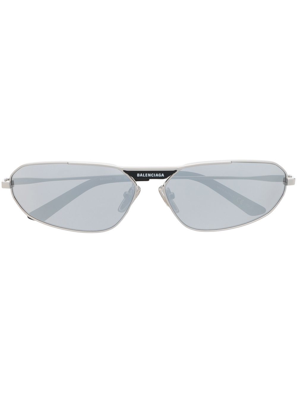 Balenciaga Eyewear 镜面镜片椭圆形镜框太阳眼镜 - 银色