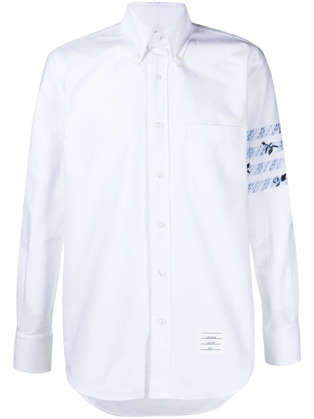 Thom Browne 花卉刺绣棉衬衫 - 白色