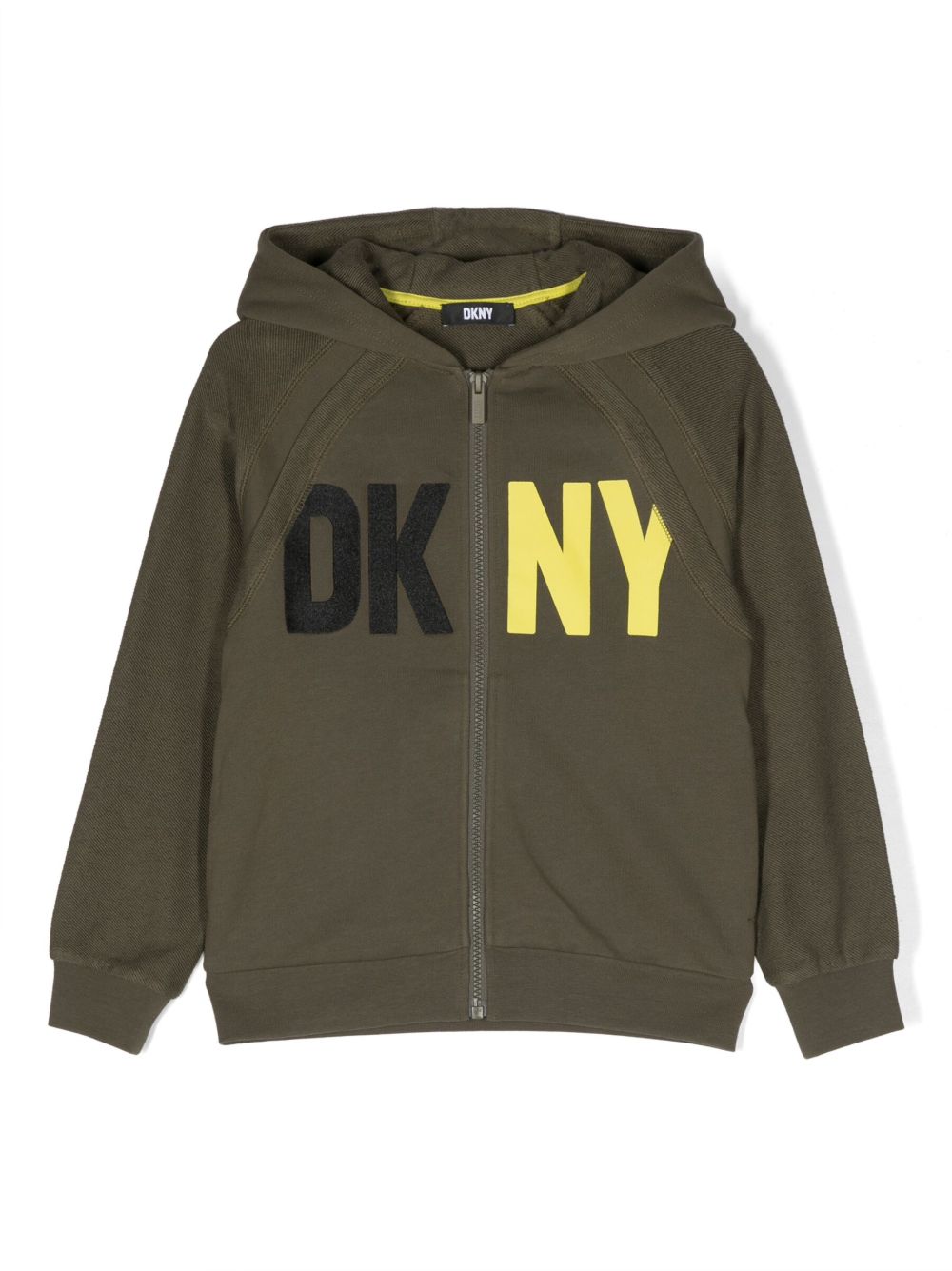 Dkny Kids logo提花拉链连帽衫 - 绿色