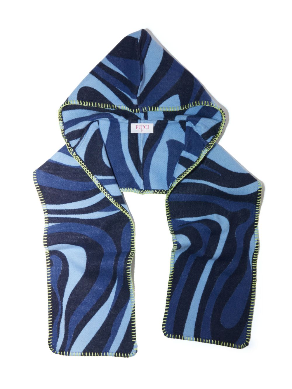 PUCCI Junior Marmo 印花连帽围巾 - 蓝色