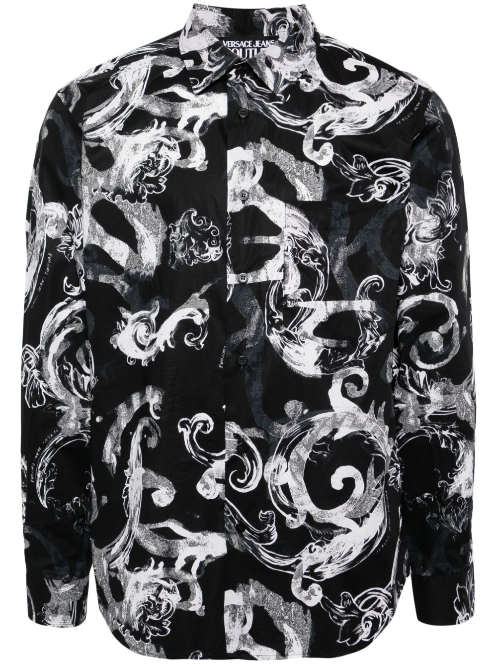 Versace Jeans Couture 巴洛克印花棉衬衫 - 黑色