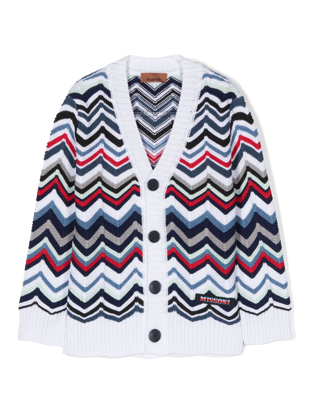 Missoni Kids Z字形图案棉开衫 - 蓝色