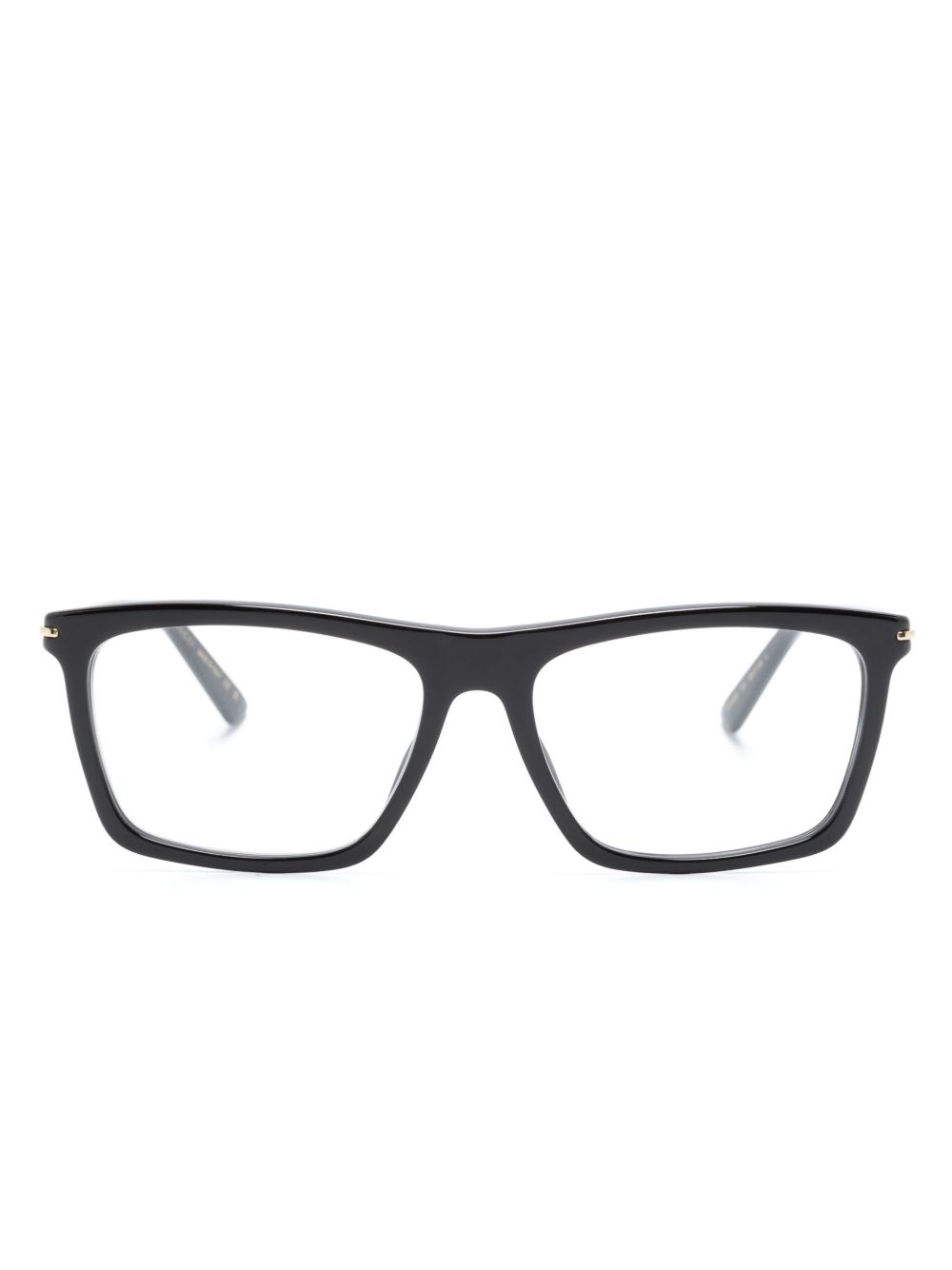 Gucci Eyewear logo字母长方形镜框眼镜 - 黑色