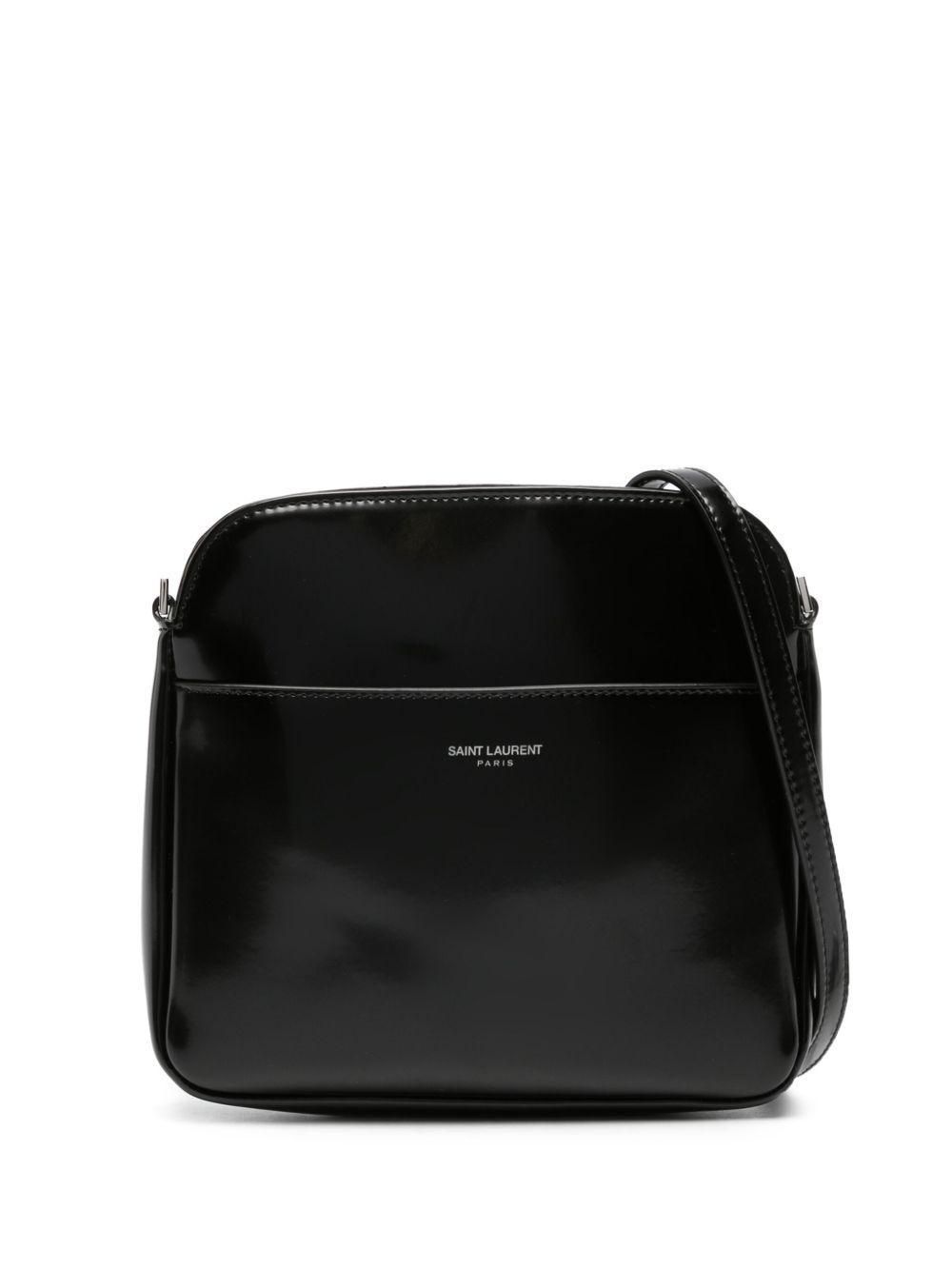 Saint Laurent logo标记皮质邮差包 - 黑色