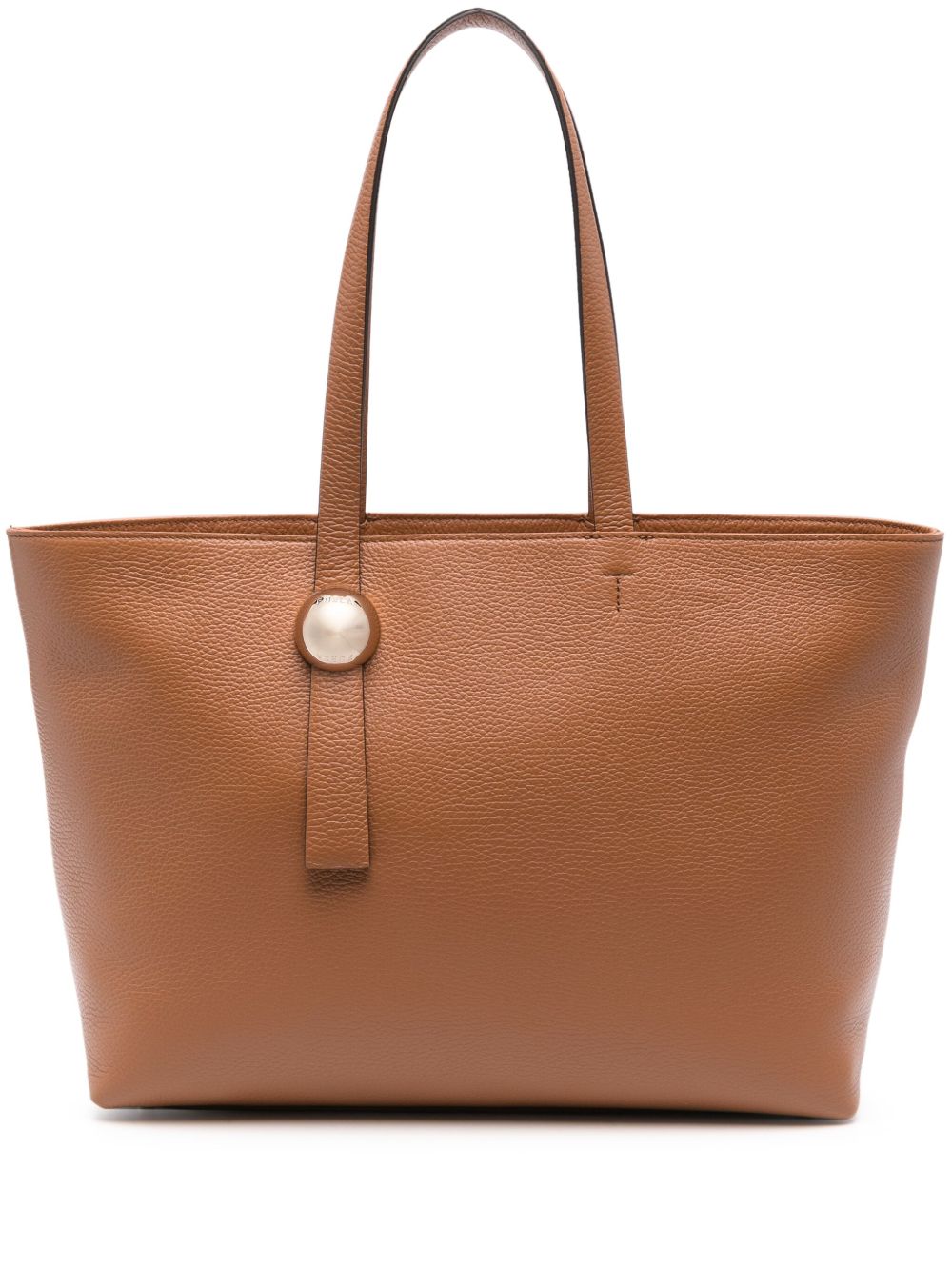 Furla logo五金细节皮质托特包 - 褐色