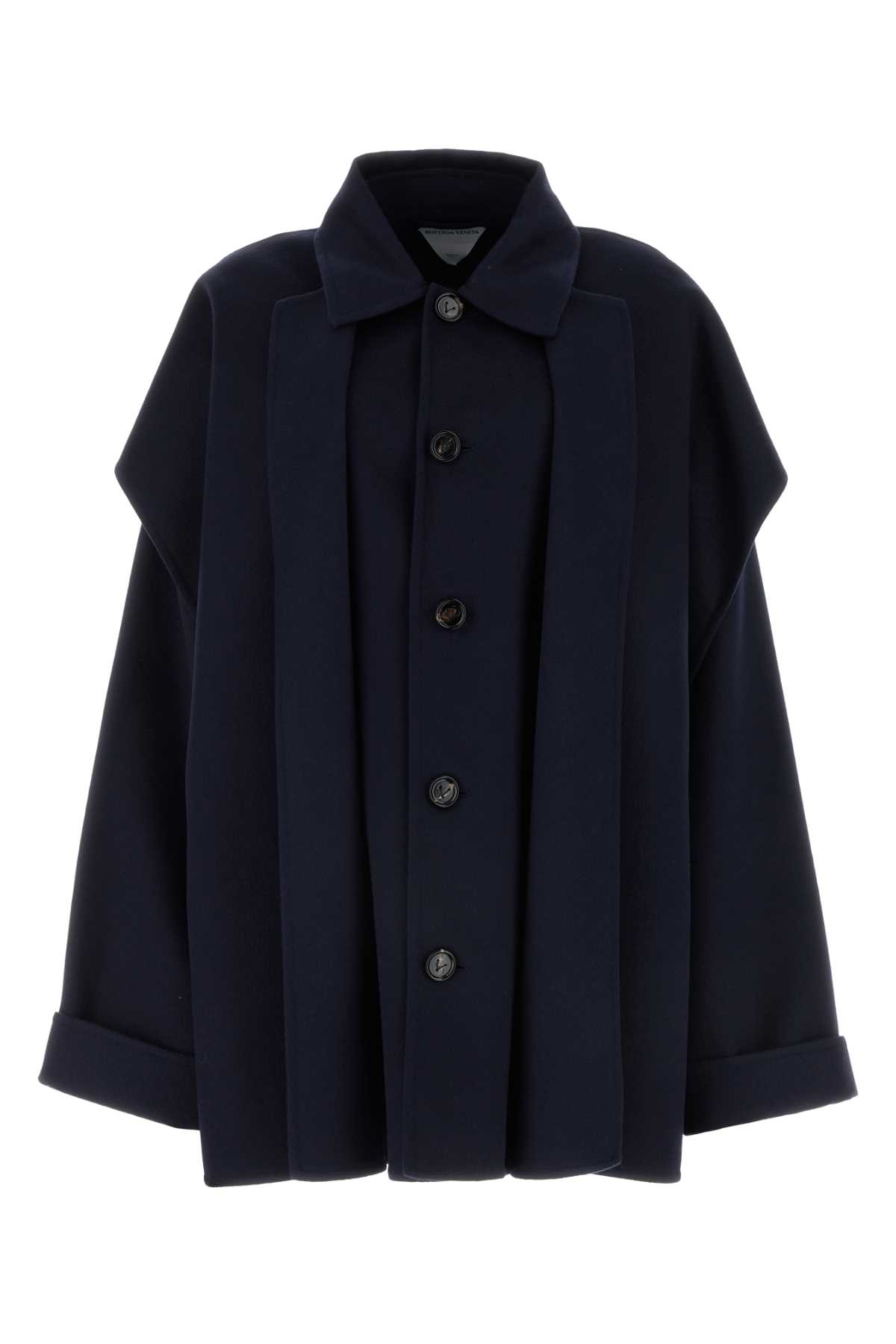 Bottega Veneta 午夜蓝羊毛混纺大衣