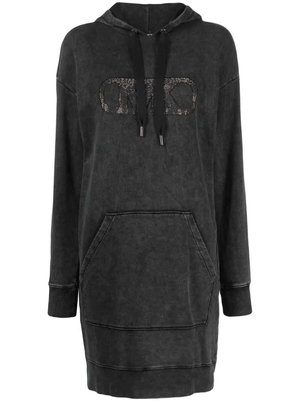 Michael Michael Kors logo缀饰仿旧卫衣式连衣裙 - 黑色