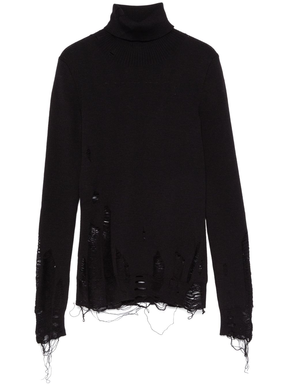 MM6 Maison Margiela 仿旧效果毛衣 - 黑色