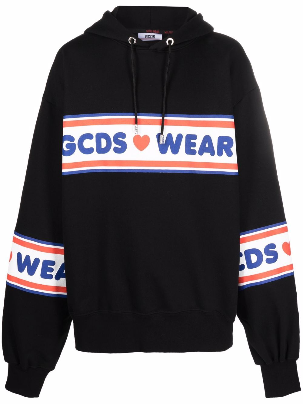 GCDS logo印花连帽衫 - 黑色