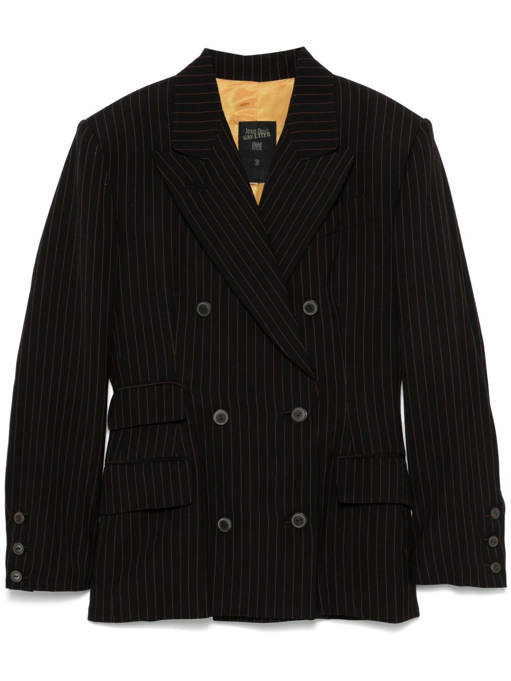 Jean Paul Gaultier Pre-Owned 细条纹西装夹克（1990年代典藏款） - 黑色